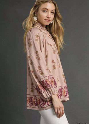 Umgee Floral Boho Peasant Blouse - MimiStylez