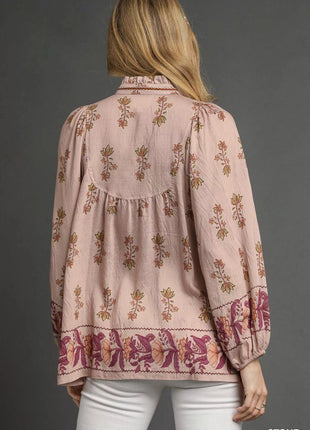 Umgee Floral Boho Peasant Blouse - MimiStylez