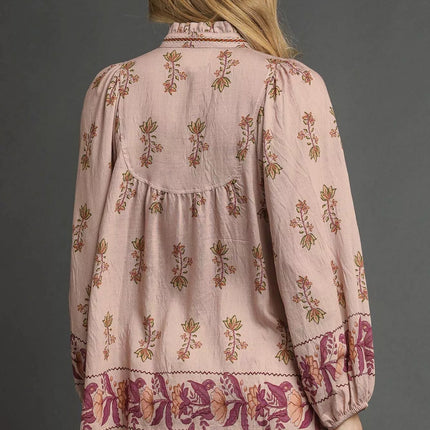 Umgee Floral Boho Peasant Blouse - MimiStylez