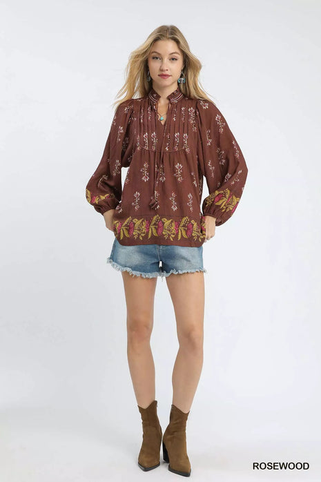 Umgee Floral Boho Peasant Blouse - MimiStylez