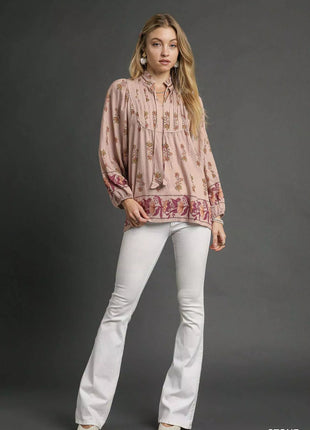 Umgee Floral Boho Peasant Blouse - MimiStylez