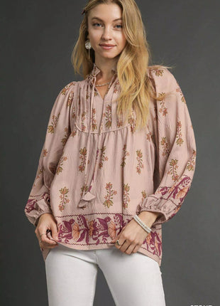 Umgee Floral Boho Peasant Blouse - MimiStylez