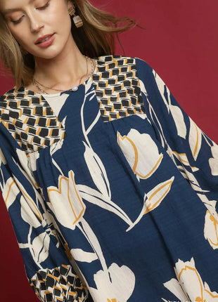 Umgee Floral High - Low Babydoll Dress - MimiStylez