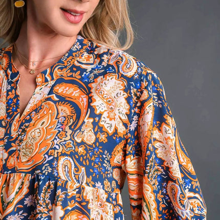Umgee Mix Paisley Boho Tunic Blouse - MimiStylez