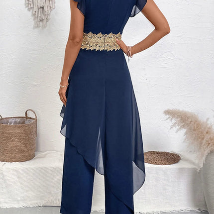 V - Neck Wide Leg Jumpsuit - MimiStylez