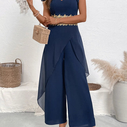 V - Neck Wide Leg Jumpsuit - MimiStylez