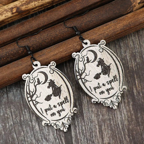 Witch Wooden Dangle Earrings - MimiStylez