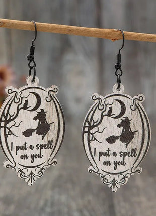 Witch Wooden Dangle Earrings - MimiStylez