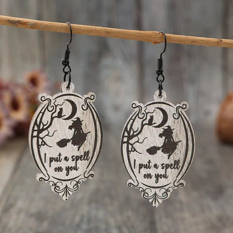 Witch Wooden Dangle Earrings - MimiStylez