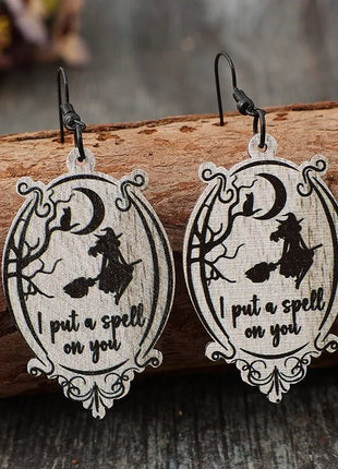 Witch Wooden Dangle Earrings - MimiStylez