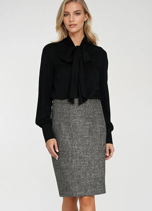 Women’s Elegant Viscose Blouse with Neck Scarf & Long Buttoned Cuffs - MimiStylez