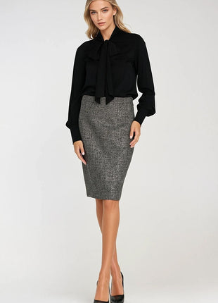 Women’s Elegant Viscose Blouse with Neck Scarf & Long Buttoned Cuffs - MimiStylez